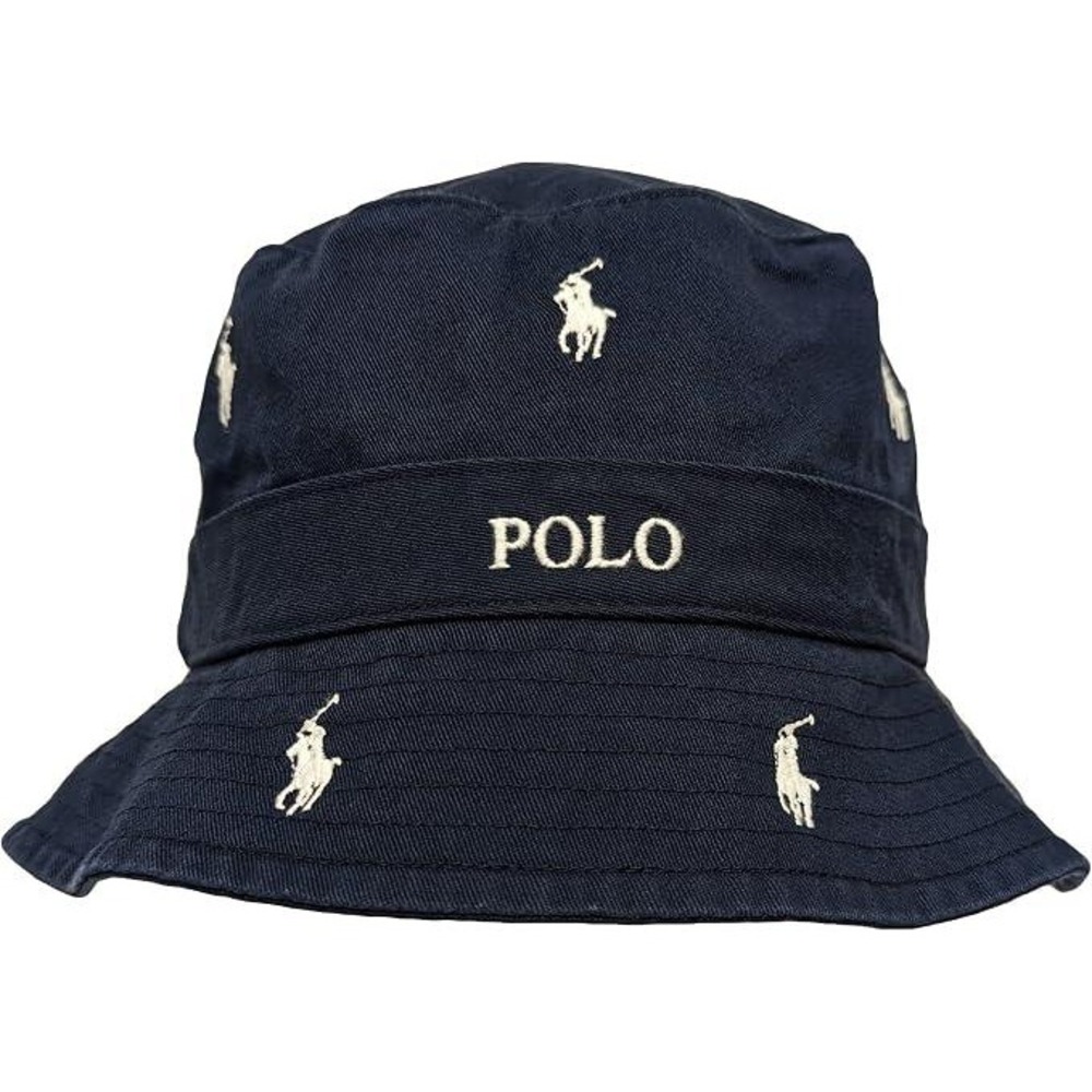 Polo Ralph Lauren Mens LRG / XL Navy White Pony Bucket Hat NWT